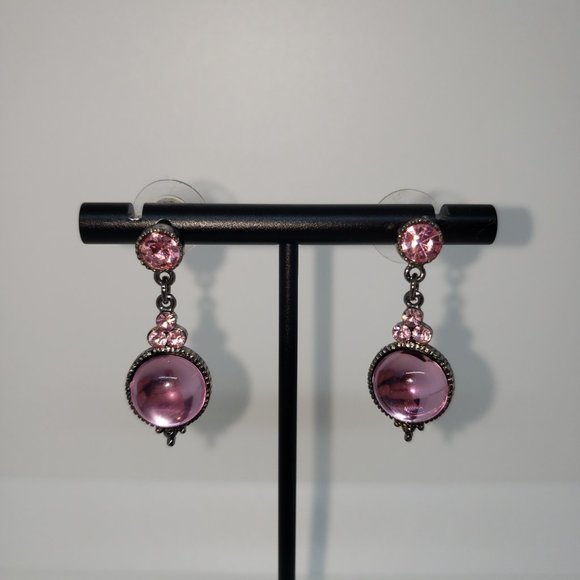 Pink Dangle Drop Earrings - Picture 6 of 9